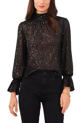 1.STATE Drape Back Sequin Top in Rich Black