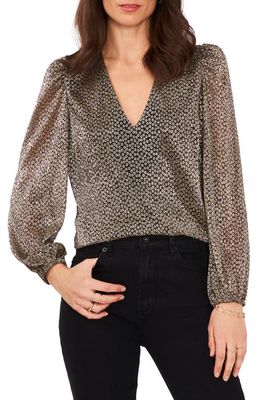 1.STATE Floral Balloon Sleeve Blouse in Rich Black