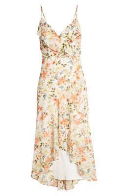 1.STATE Floral High-Low Faux Wrap Dress in Blush/Multi