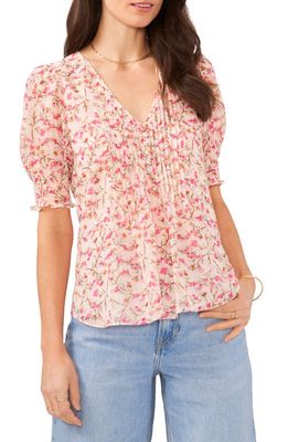 1.STATE Floral Pintuck Puff Sleeve Blouse in Garden Bliss