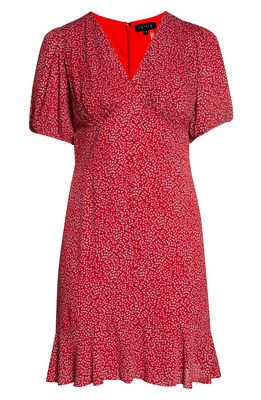 1.STATE Floral Print Puff Sleeve Ruffle Hem Dress in Delightful Ditsy