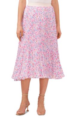 1.STATE Floral Released Pleat Midi Skirt in Watercolor Pink