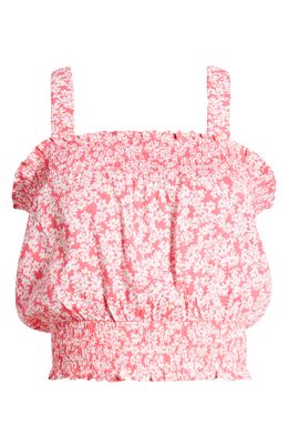 1.STATE Floral Smocked Crop Top in Red/White