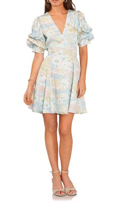 1.STATE Floral Tiered Puff Seeve Dress in Blue River
