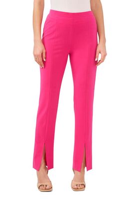1.STATE Front Slit Stretch Crepe Pants in Cabaret Red