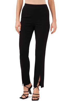 1.STATE Front Slit Stretch Crepe Pants in Rich Black