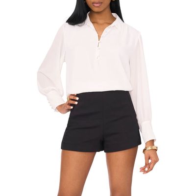 1.STATE Half Placket Georgette Button-Up Shirt in New Ivory