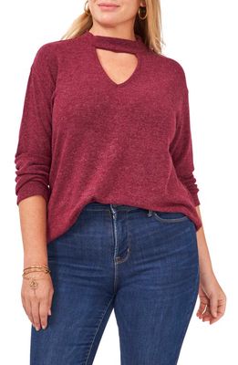 1.STATE Keyhole Neck Sweater in Ruby Plume