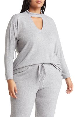 1.STATE Keyhole Neck Sweater in Silver Heather