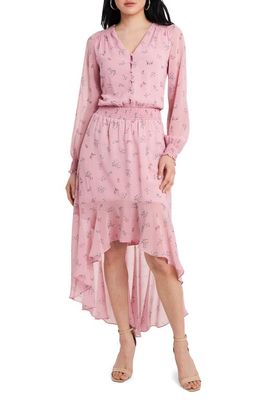 1.STATE Long Sleeve High/Low Dress in Pink Rose