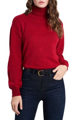 1.STATE Open Back Turtleneck Sweater in Vibrant Red