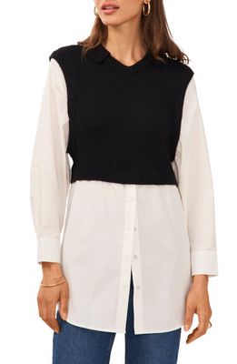 1.STATE Open Front Pointelle Cardigan in Rich Black