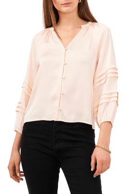 1.STATE Pintuck Sleeve Satin Blouse in Pale Peach