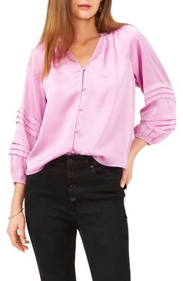 1.STATE Pintuck Sleeve Satin Blouse in Violet Tulle