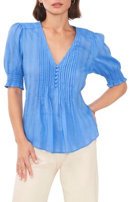 1.STATE Pleat Front Blouse in Capri Blue