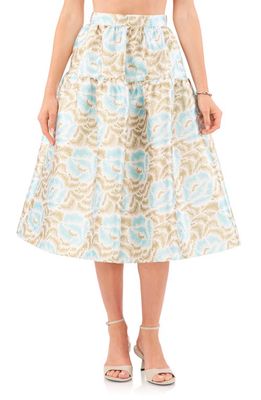 1.STATE Print Tiered A-Line Skirt in Blue River
