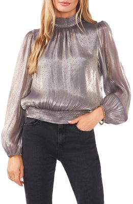 1.STATE Puff Sleeve Metallic Blouse in Pewter