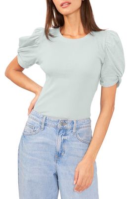 1.STATE Puff Sleeve Rib Knit T-Shirt in Blue Glass
