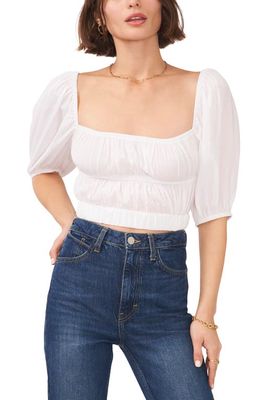 1.STATE Puff Sleeve Shirred Crop Top in Ultra White