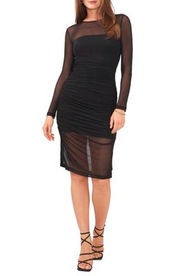 1.STATE Ruched Long Sleeve Dress in Rich Black