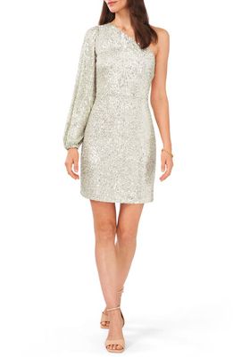 1.STATE Sequin One-Shoulder Minidress in Champagne