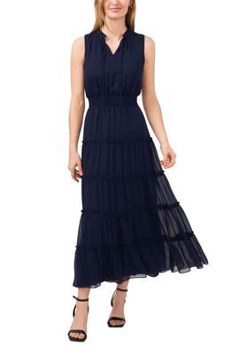 1.STATE Sleeveless Tiered Maxi Dress in Classic Navy