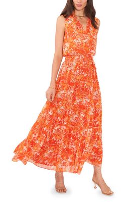 1.STATE Sleeveless Tiered Maxi Dress in Orange Paisley