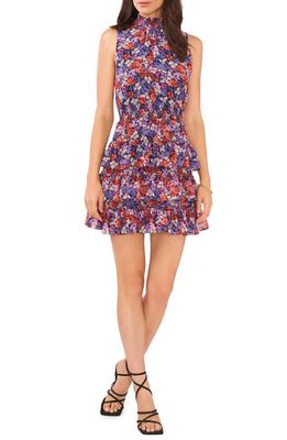 1.STATE Smock Neck Sleeveless Fit & Flare Dress in Black/Multicolor