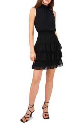 1.STATE Smock Neck Sleeveless Fit & Flare Dress in Black