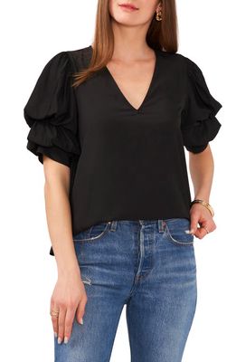 1.STATE Tiered Bubble Sleeve Blouse in Rich Black