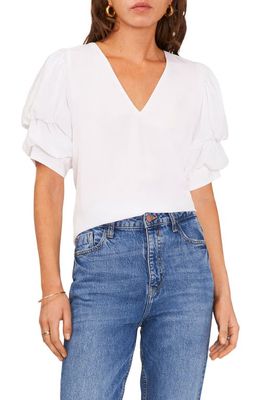 1.STATE Tiered Bubble Sleeve Blouse in Ultra White