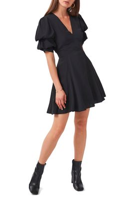 1.STATE Tiered Bubble Sleeve Dress in Rich Black