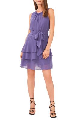 1.STATE Tiered Ruffle Tie Waist Sleeveless Dress in Twilight Purple
