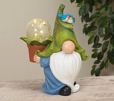 10.4 in H Solar Lighted Resin Gnome by Gerson C o