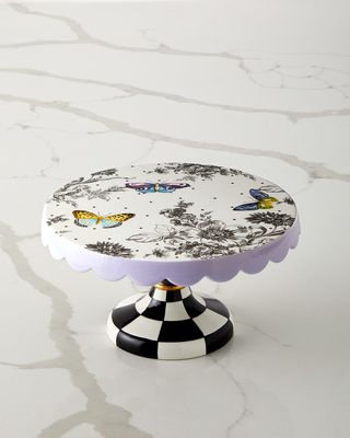 10.8" Butterfly Toile Pedestal Platter