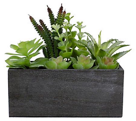 10" Artificial Mixed Succulent Plants in a Rect angular Plante