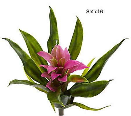 10" Bromeliad Flower Set of 6 by Nearly Natural