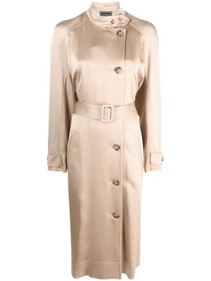 10 CORSO COMO double-breasted belted satin coat - Neutrals