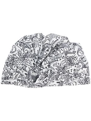 10 CORSO COMO sketch-print head-wrap cap - White