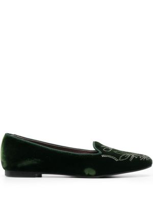 10 CORSO COMO studded velvet ballerina shoes - Green