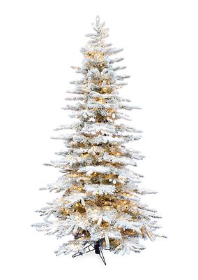 10-Foot Flocked Mountain Pine Christmas Tree - Smart String Lighting