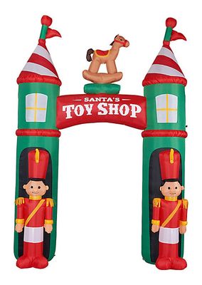 10-Foot Tall Santa's Toy Shop Archway with Toy Soldiers And Rocking Horse Blow Up Inflatable