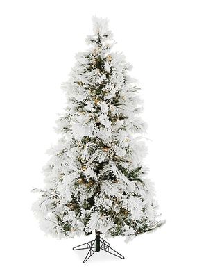 10-Ft. Smart String Lighting Flocked Snowy Pine Christmas Tree