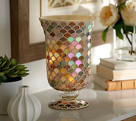 10" Illuminated Mosaic Footed Vase by Valerie