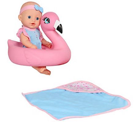 10 inch Pretend Play Bath Time Baby Doll With F lamingo Float