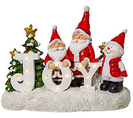 10" Santa & Snowman Tabletop Sign with word "JO Y" by Gerson C