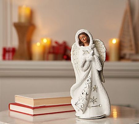 10" Snow Angel Figure Holding Dove by Valerie