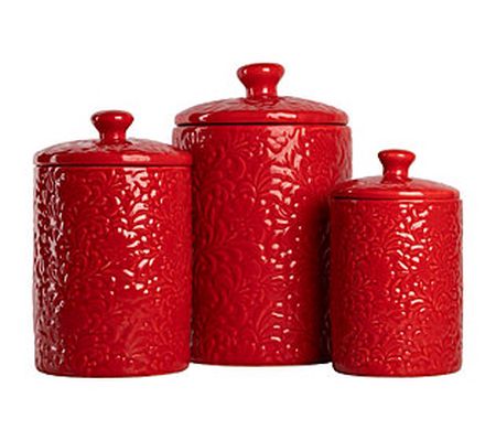 10 Strawberry Street 3-Piece Ceramic Fleur Cani ster Set
