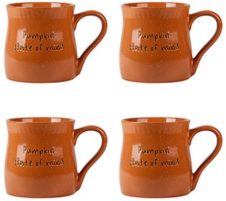 10 Strawberry Street Set of Four Pumpkin State of Mind Mugs