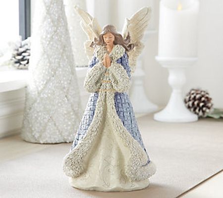 10" White Angel Figure w/ Detailed Coat by Valerie